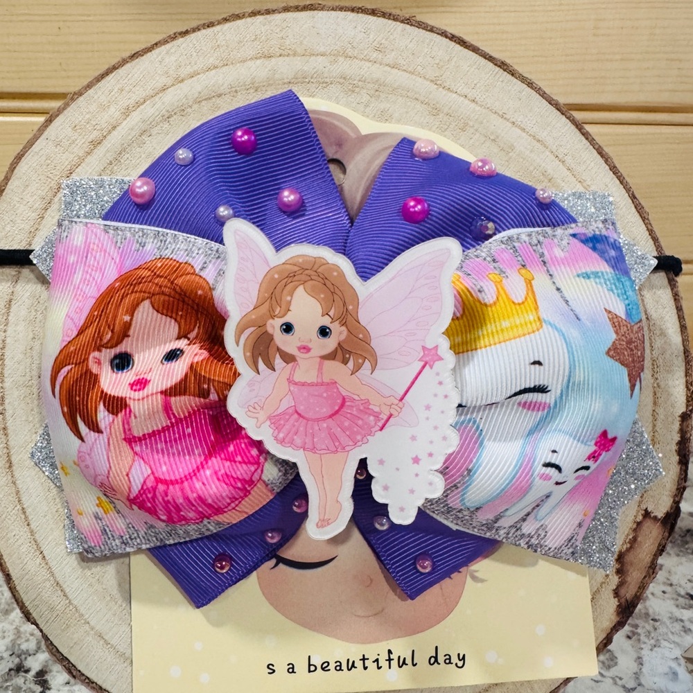 Purple and Silver Fairy Princess Hair Bow
